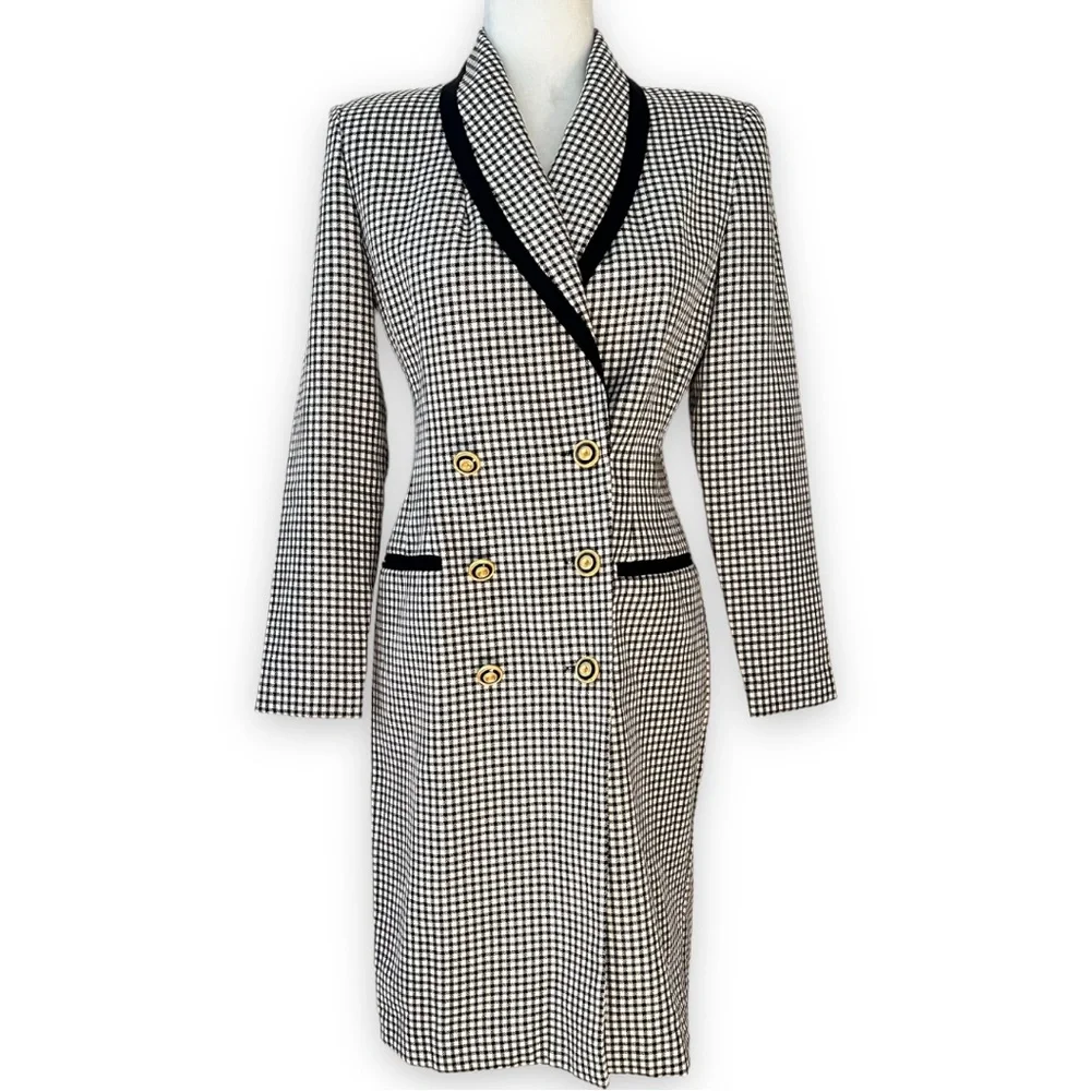 Vintage Plaid Gold Button Detail Double Breasted Flight
Stewardess Dress Size 4
